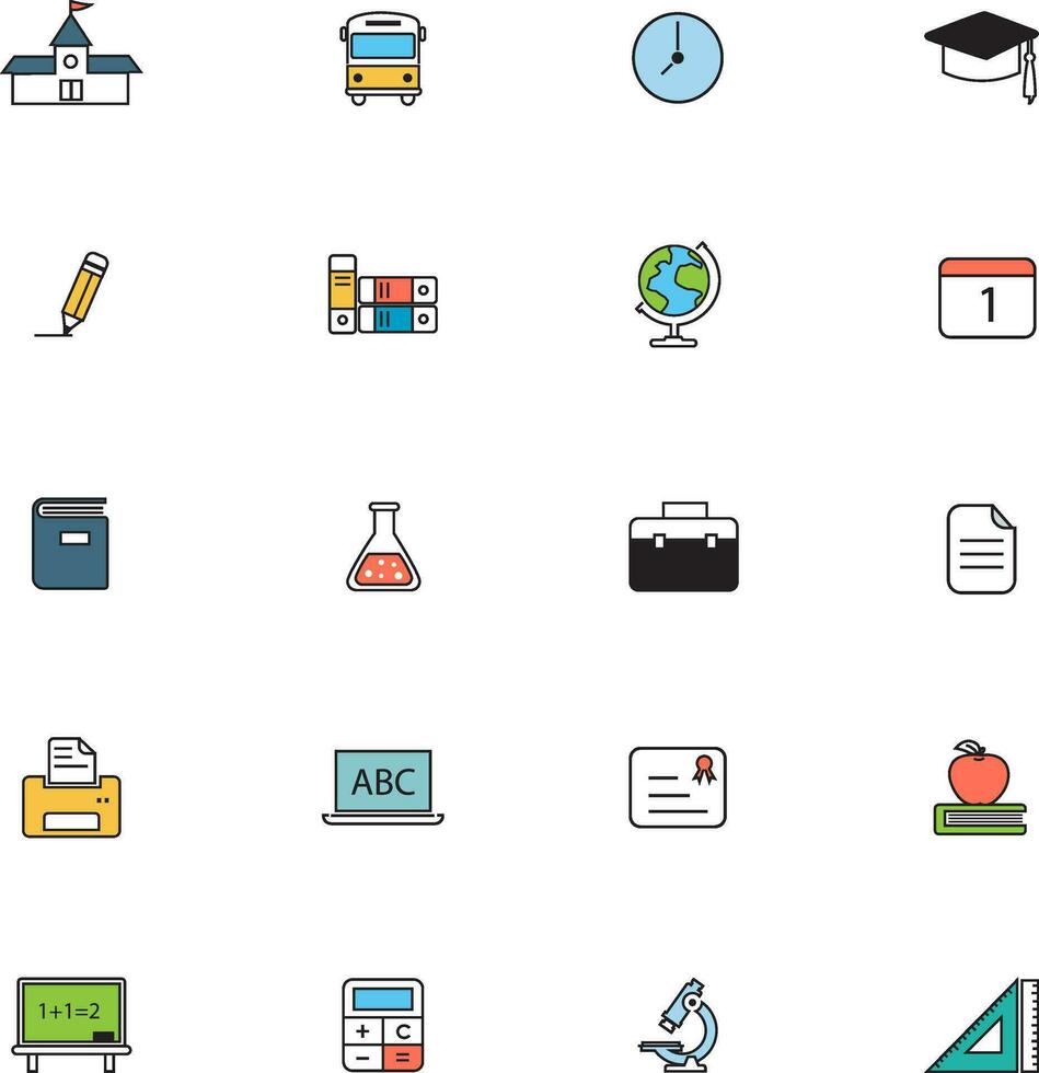 Education line icons in flat style vector