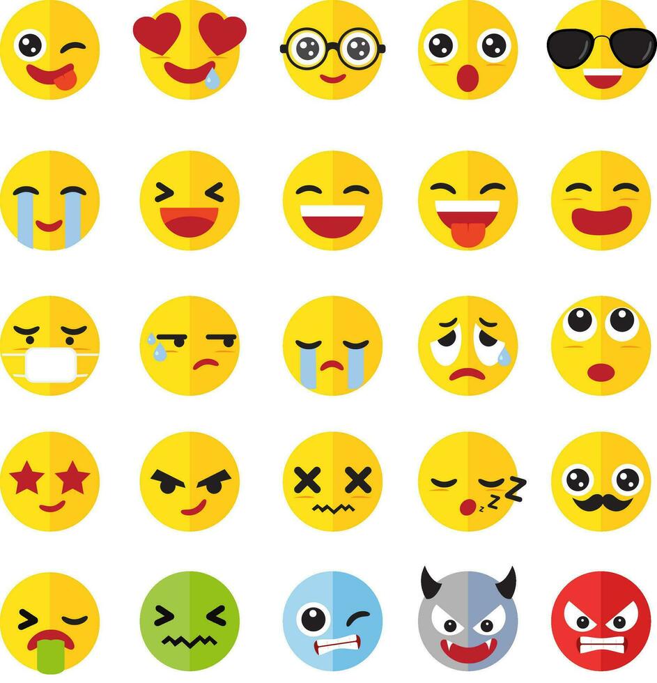 emoticon flat icon set vector