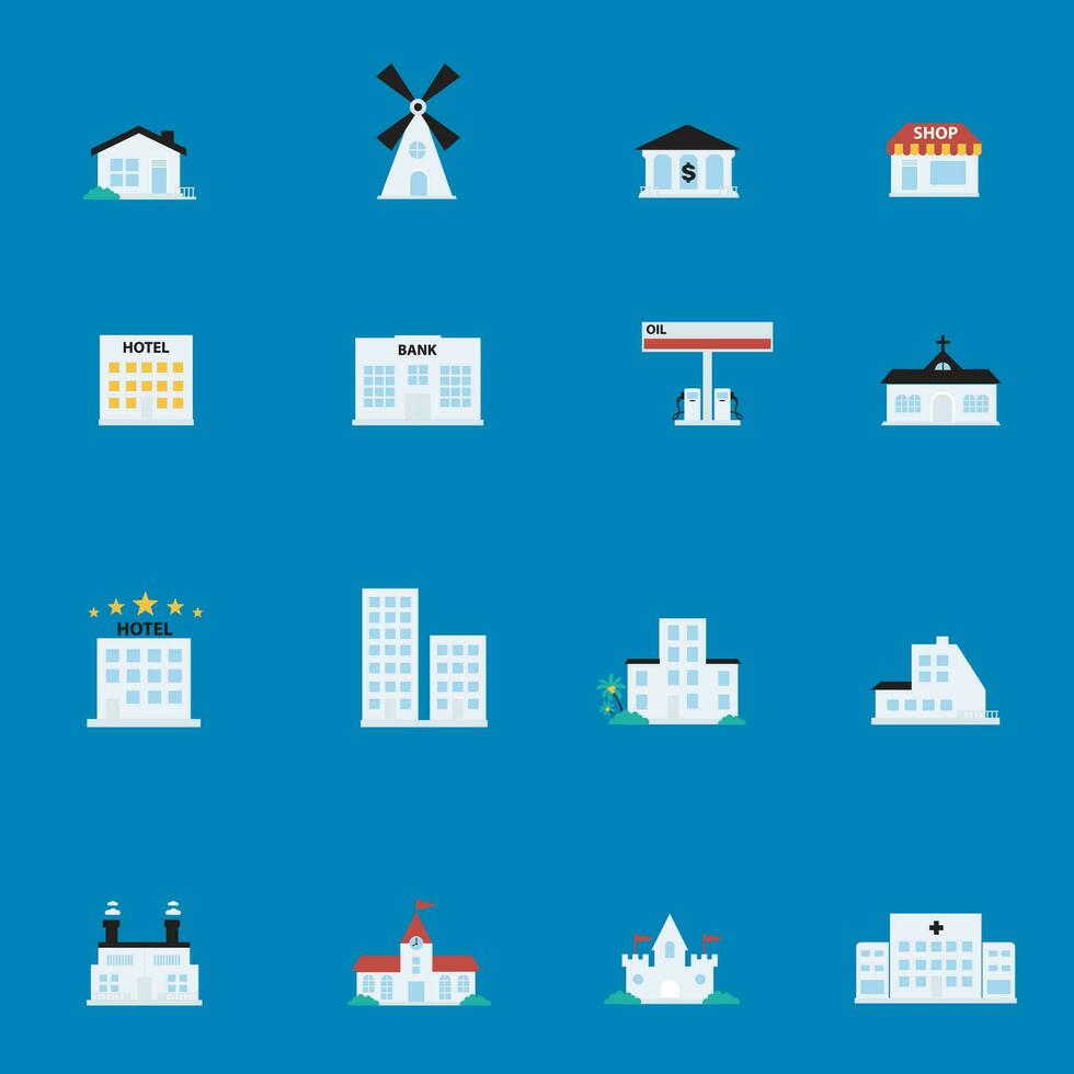 Building icon set in flat design.Vector illustration vector