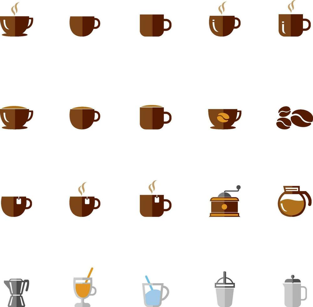 conjunto de iconos planos de café vector