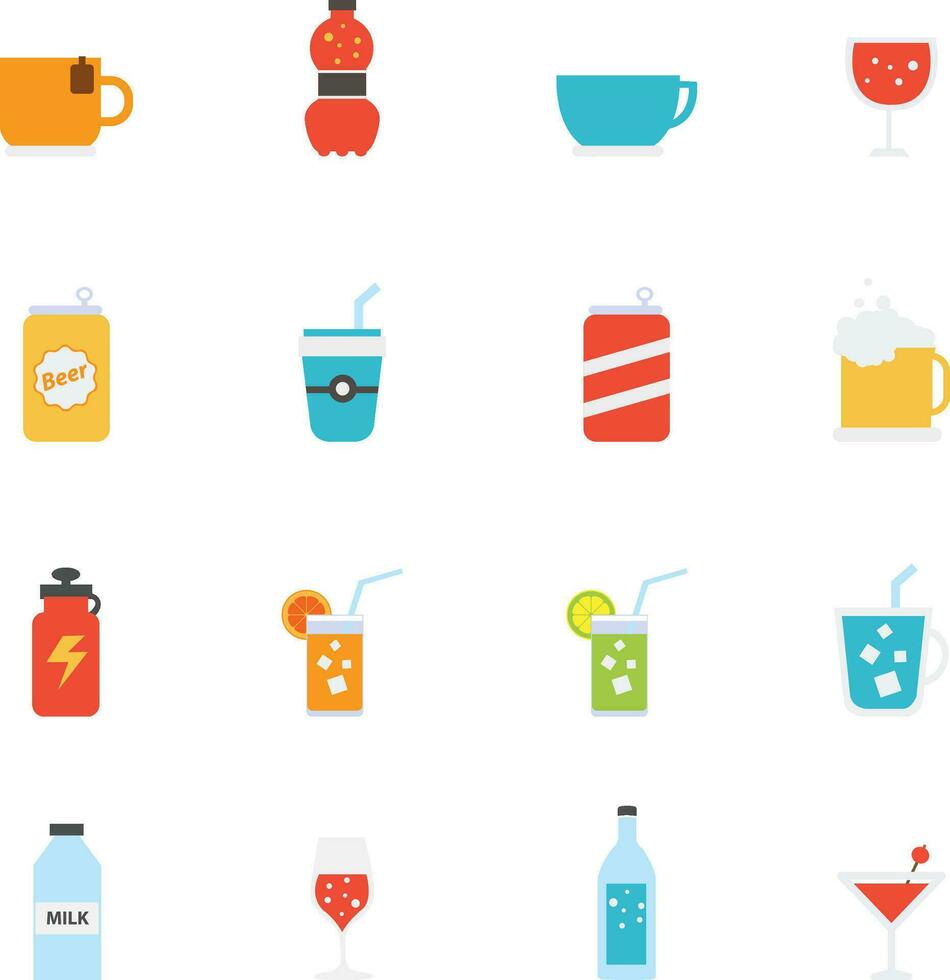 drinks icons set vector