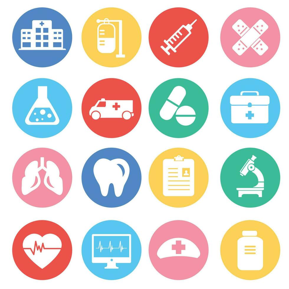 Medical And Health in flat design on white background.Vector illustration vector