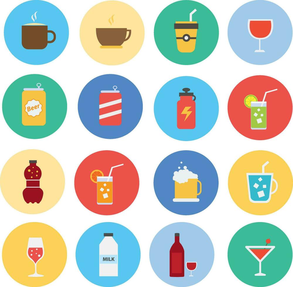 drinks icons set vector