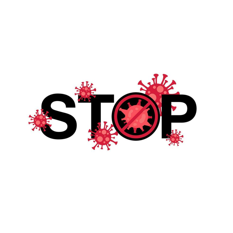 Sign caution STOP COVID-19 coronavirus on white background vector