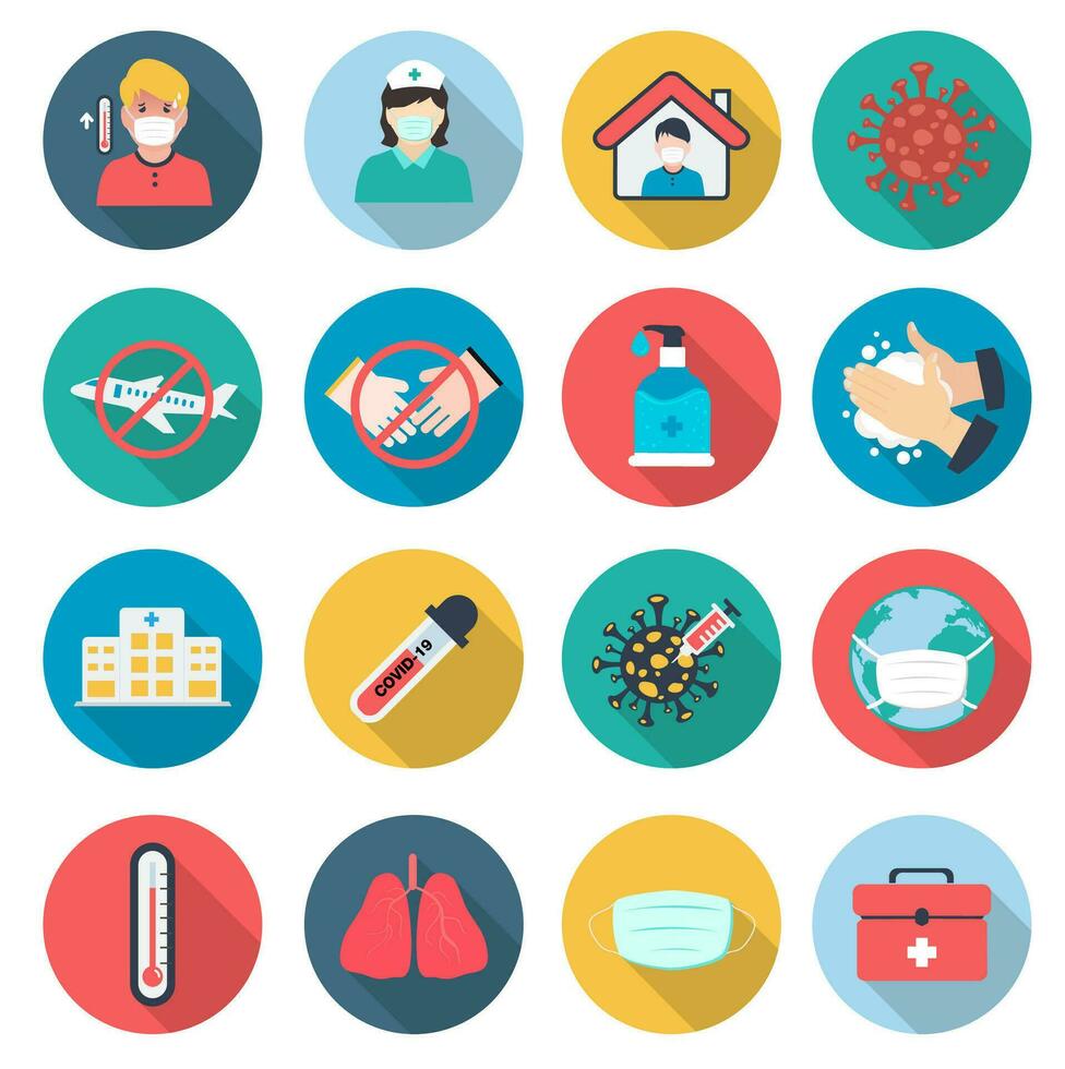 Set of Covid-19 Prevention Flat design icons.vector illustration vector