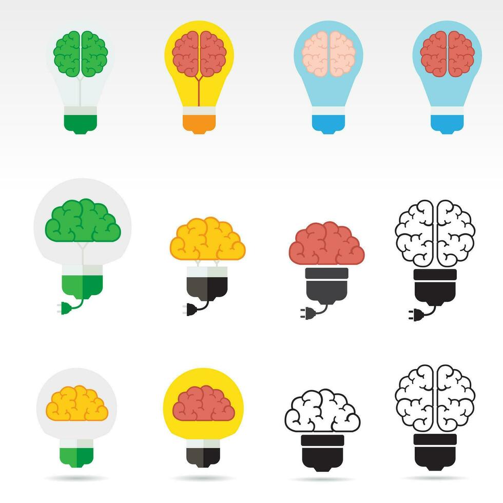 creativo bulbo con cerebro en blanco fondo,bombilla idea concepto vector