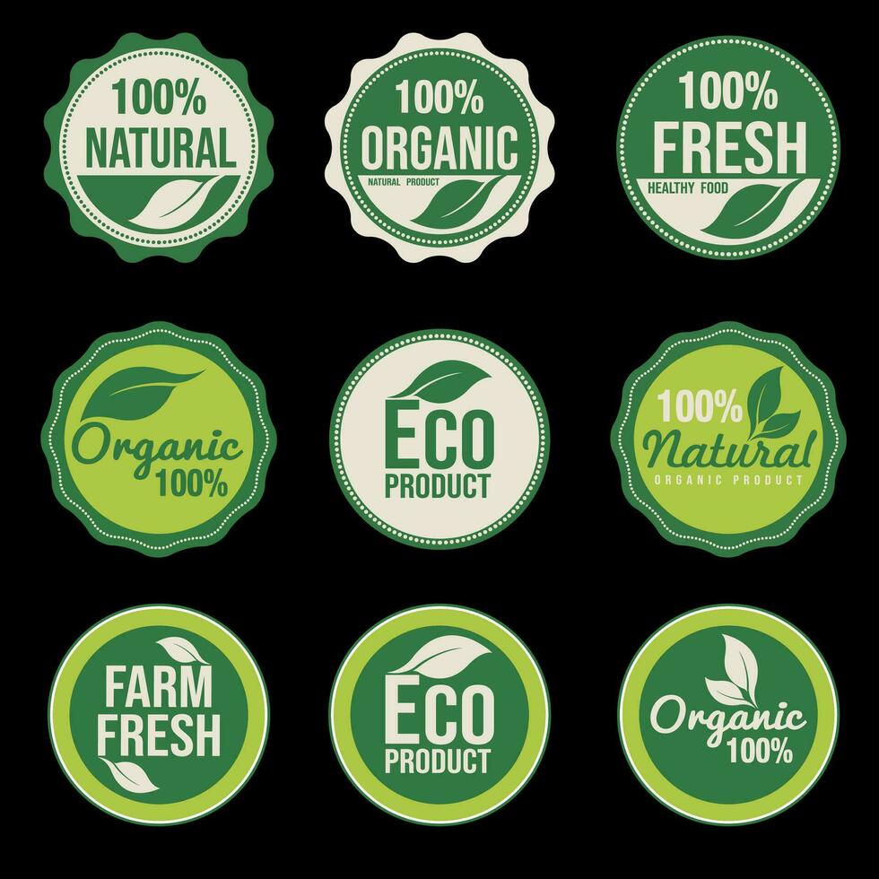 Organic food badge collection.vector illustration vector