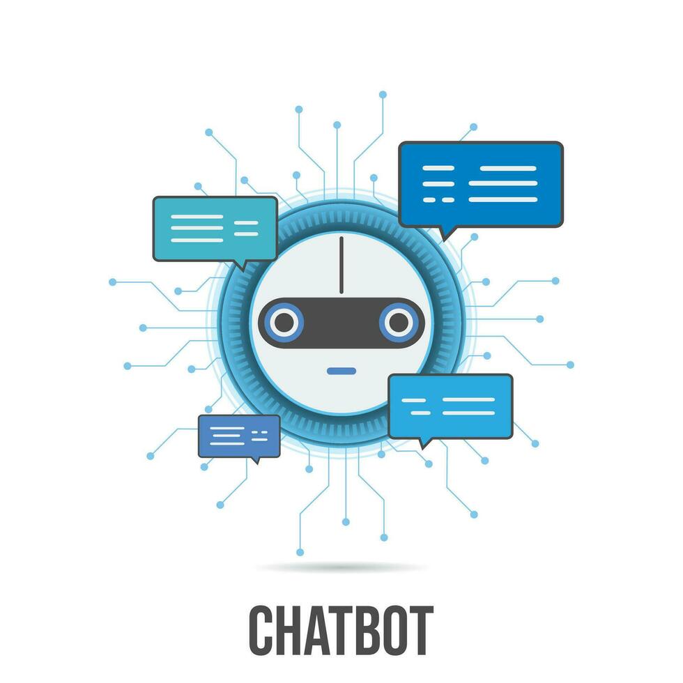 Robot with speech bubble support service,Chatbot concept background vector