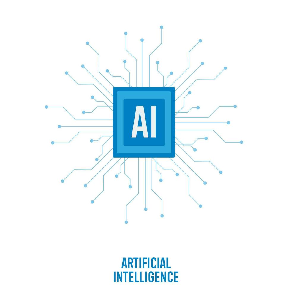 Artificial Intelligence Logo Design,Artificial intelligence processor chip,machine learning, smart robotic and cloud computing network digital AI technology vector