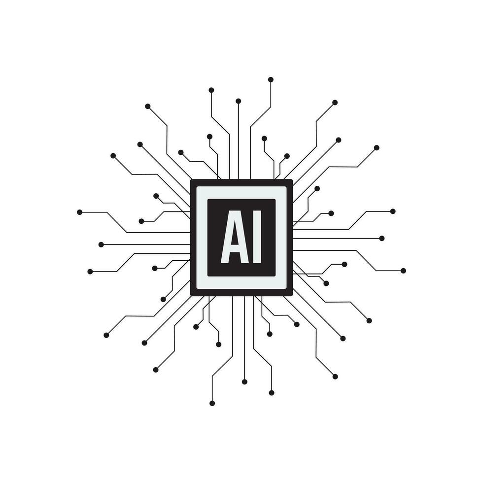Artificial Intelligence Logo Design,Artificial intelligence processor chip,machine learning, smart robotic,AI technology vector