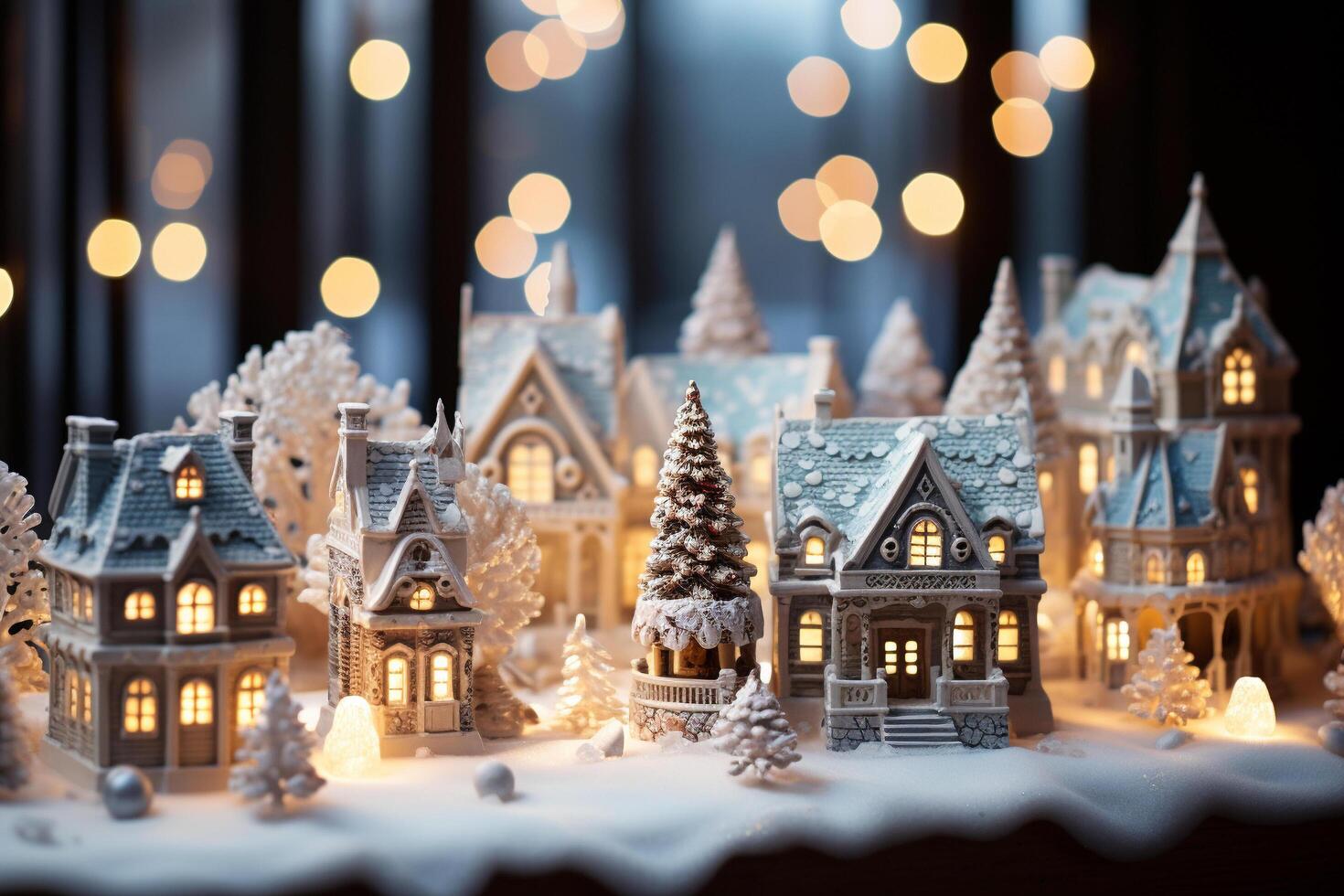 winter landscape with houses and snow photo