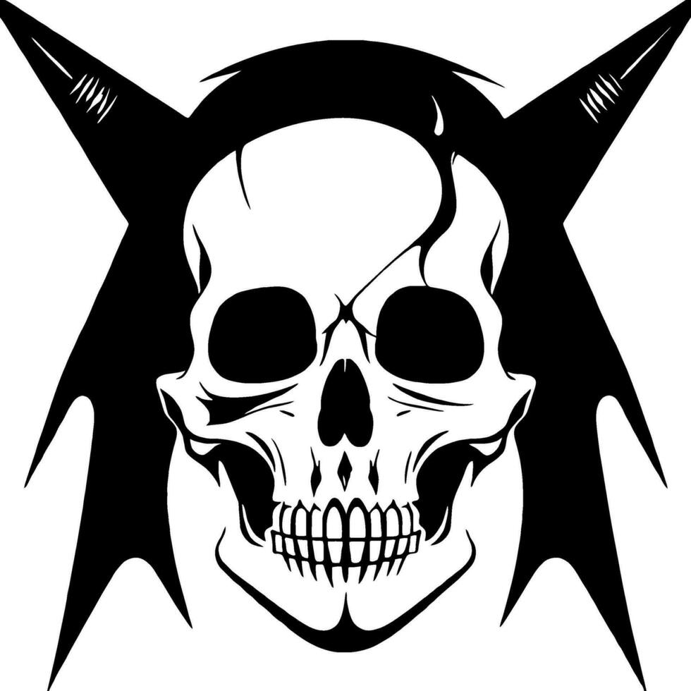 cráneo huesos esqueleto logo sencillo negro tatuaje pirata vector