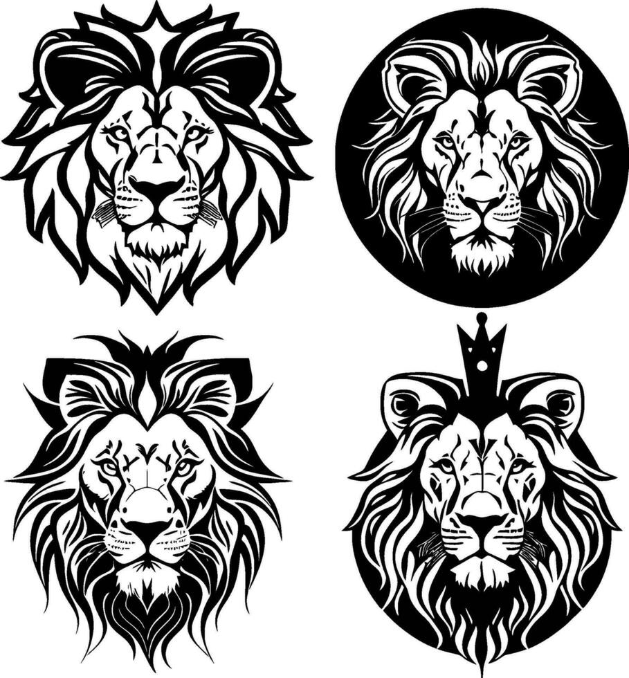 lion head logo vector stencil set