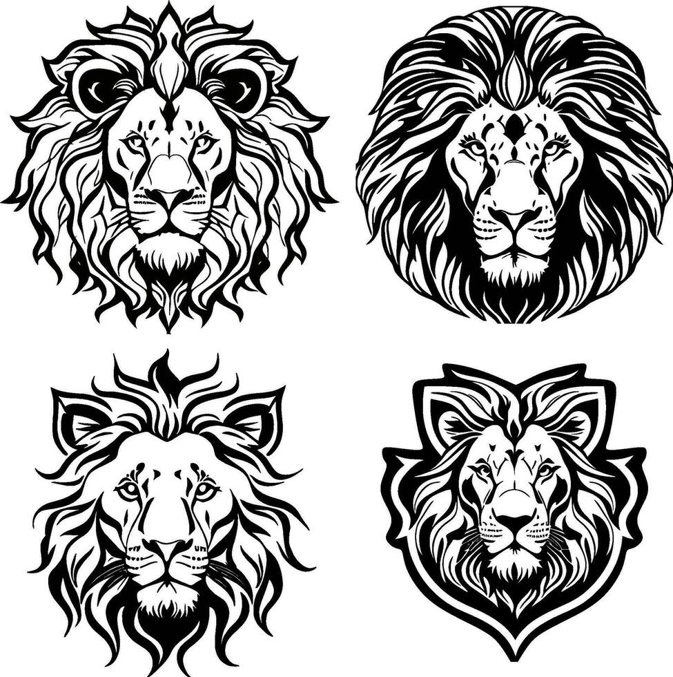 león cabeza logo vector plantilla conjunto