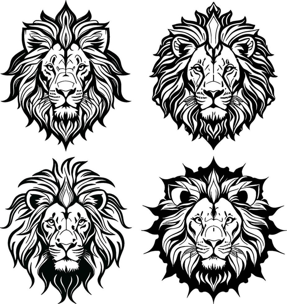 león cabeza logo vector plantilla conjunto