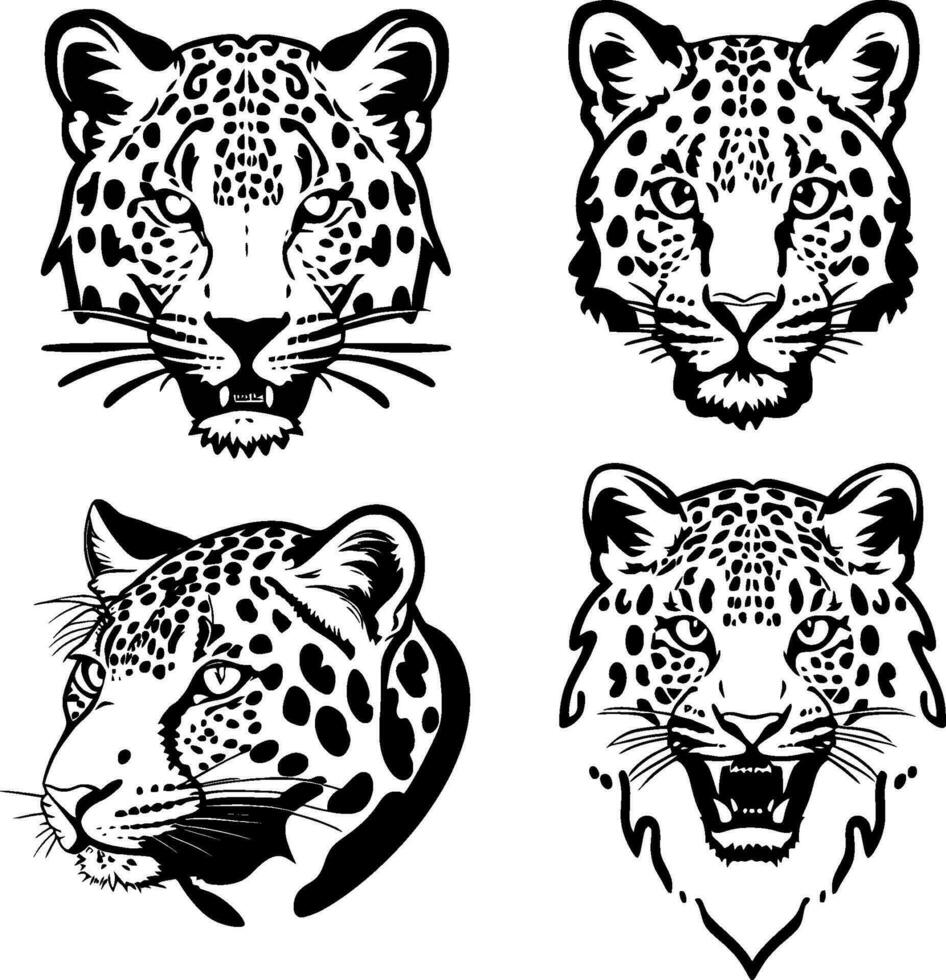 leopard head logo vector stencil set