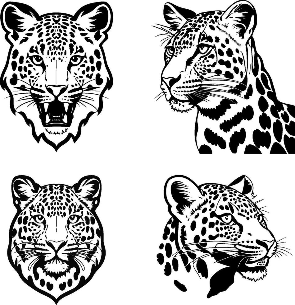 leopard head logo vector stencil set