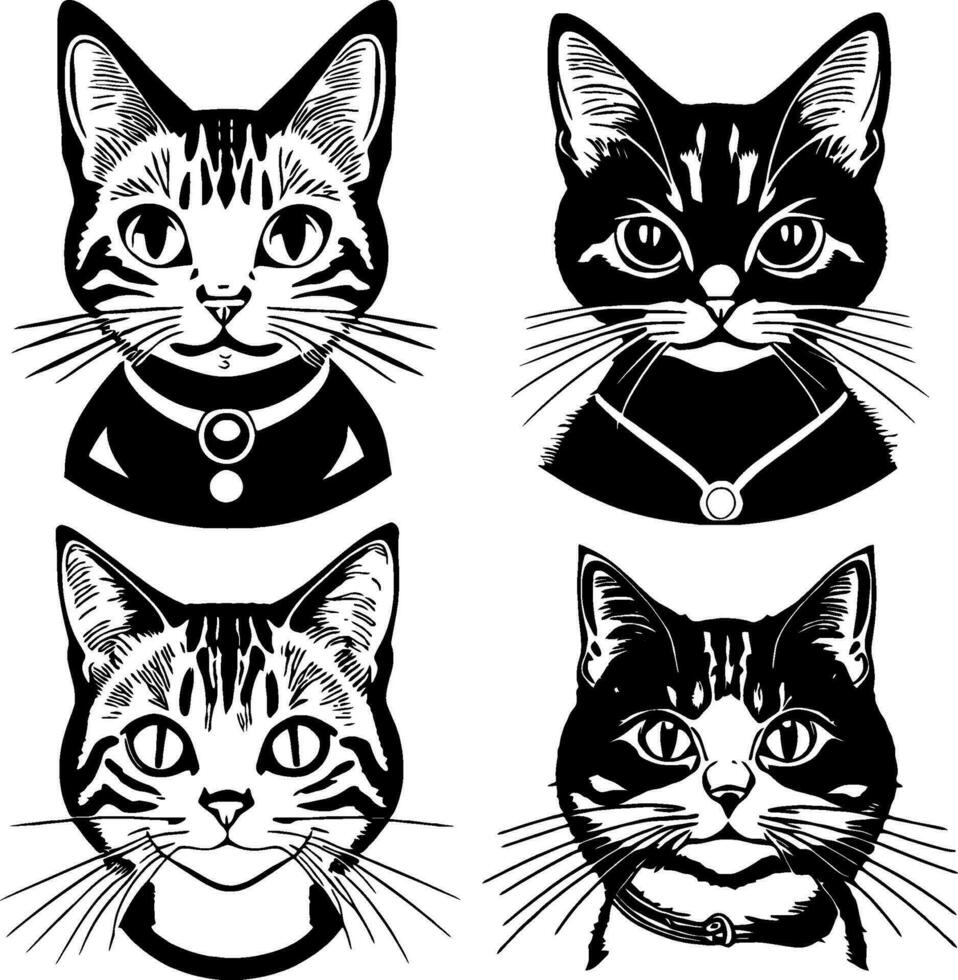 retratos de linda gatos vector logo plantilla