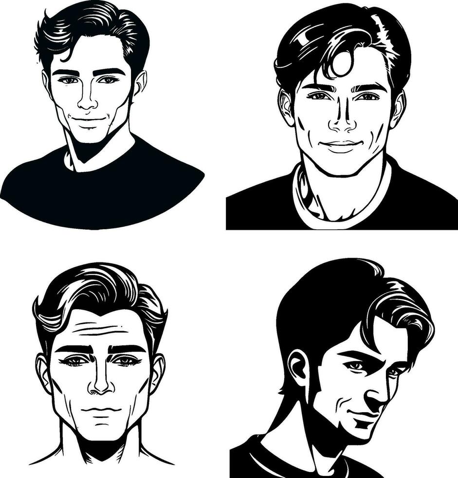 retratos de linda adolescente hombre Caballero vector logo plantilla parte 3