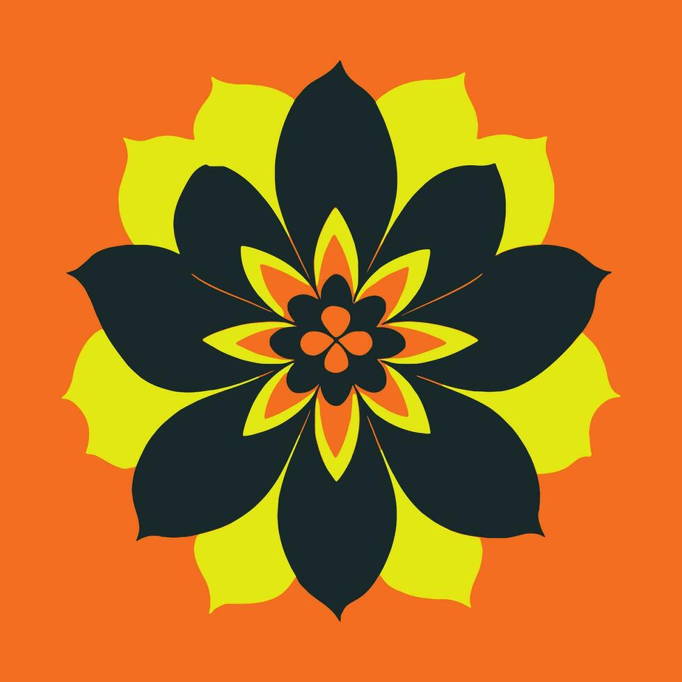 flor logo vector sencillo resumen plano mandala tatuaje planta color florecer florete floración plantilla