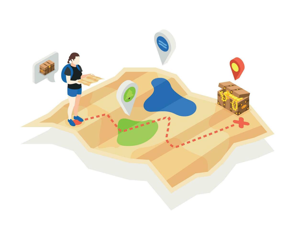 Treasure Quest Map Composition vector