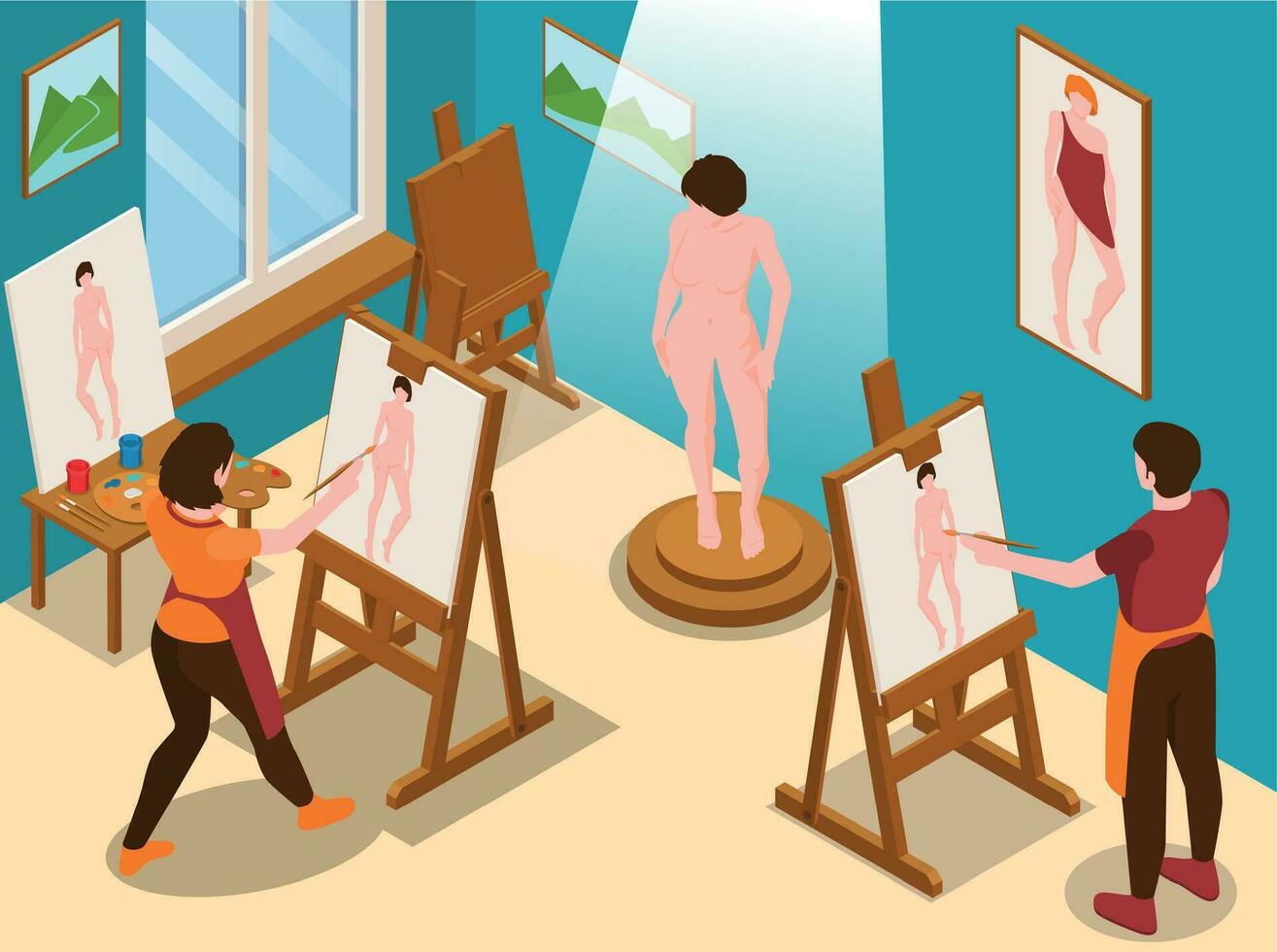 Artists Isometric Background vector
