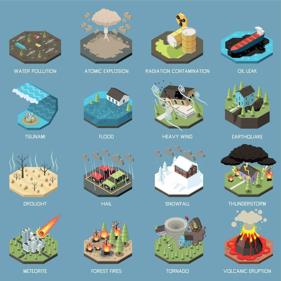 Natural Disasters Isometric vector