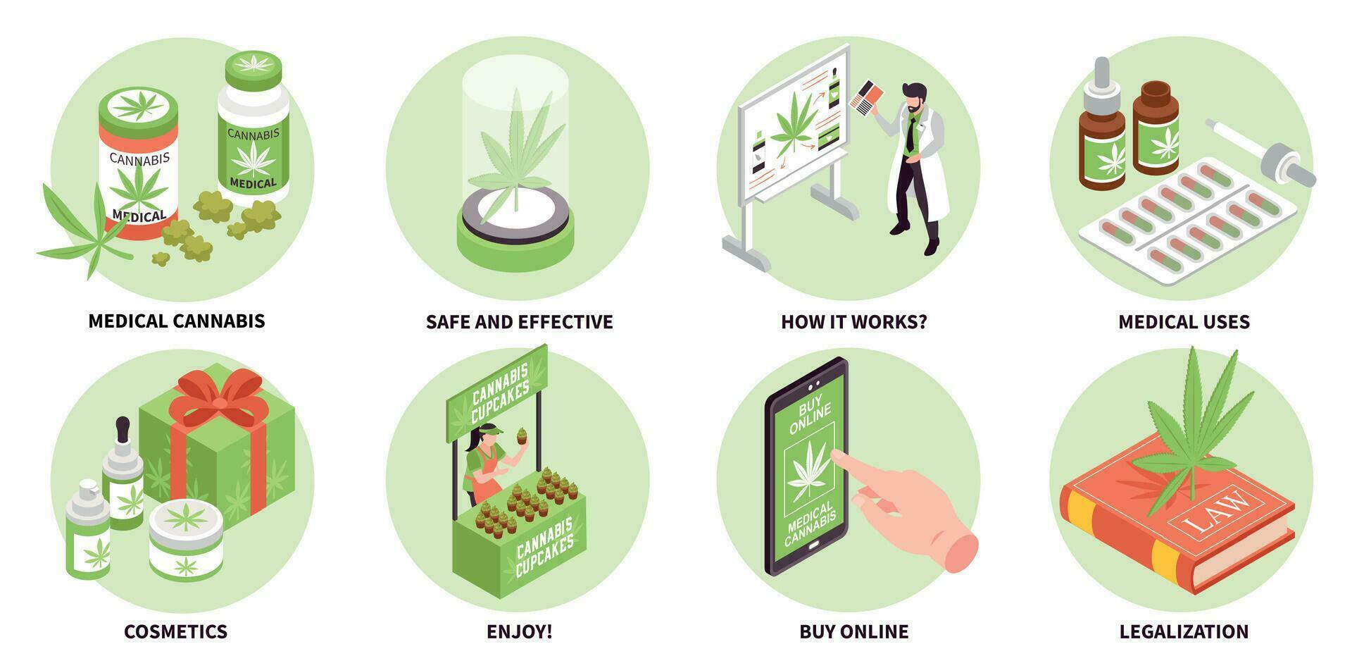 Cannabis Isometric Round Compositions vector