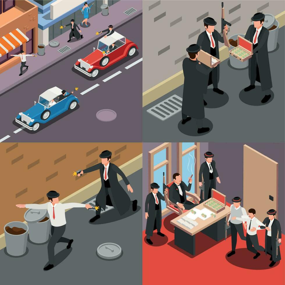 Mafia Isometric 2x2 Design Concept vector