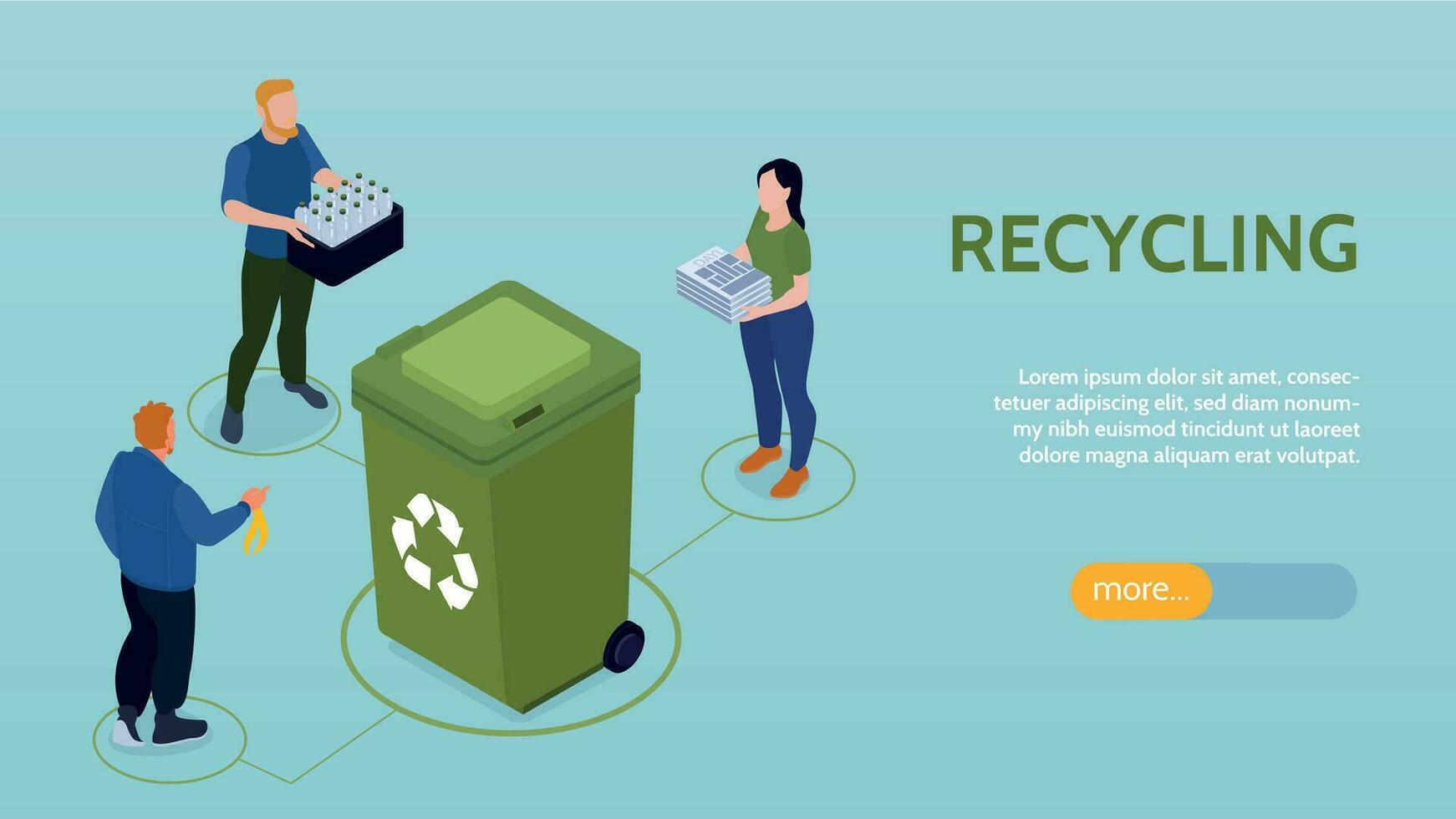 Isometric Recycling Horizontal Banner vector