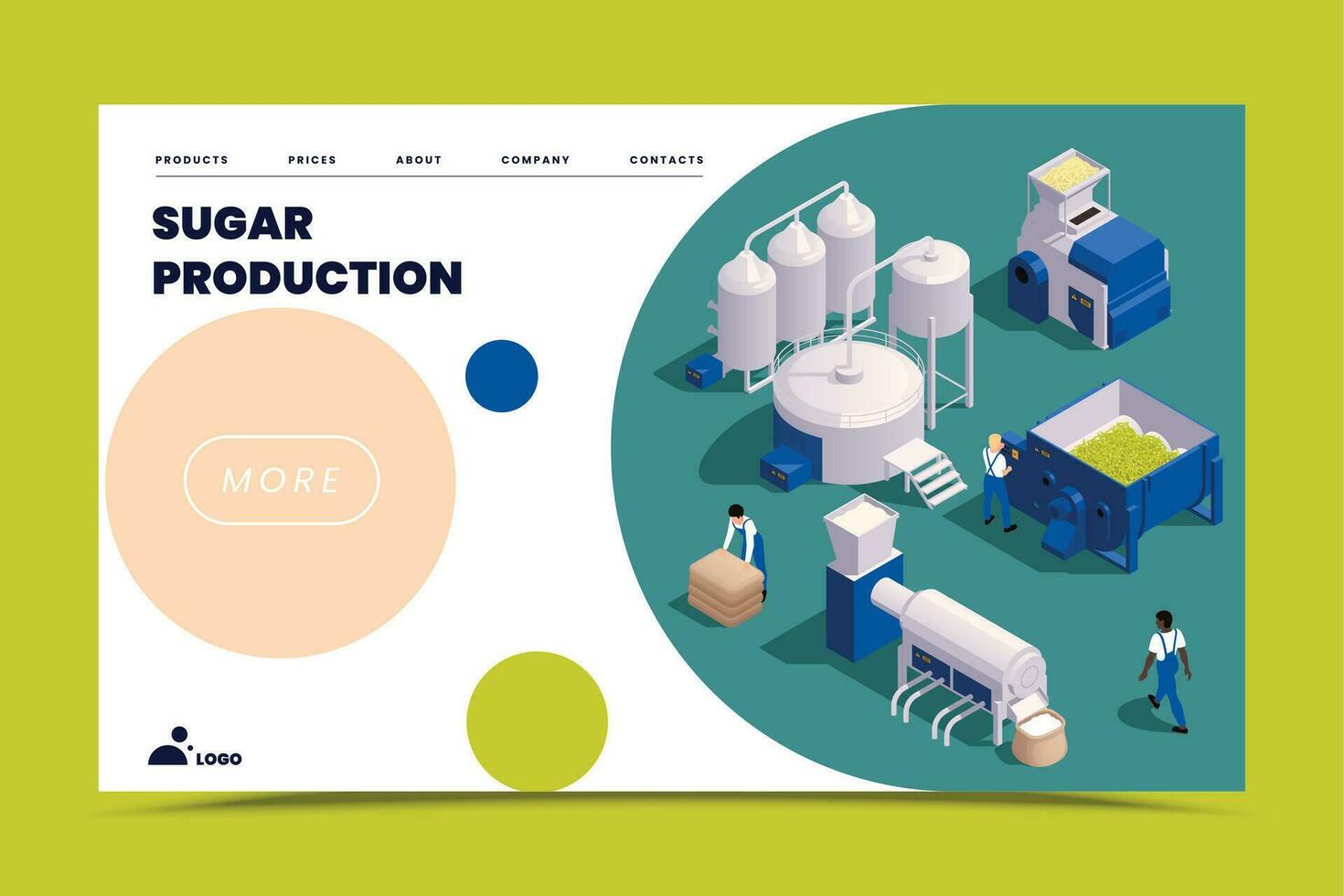 Sugar Production Isometric Landing Page vector