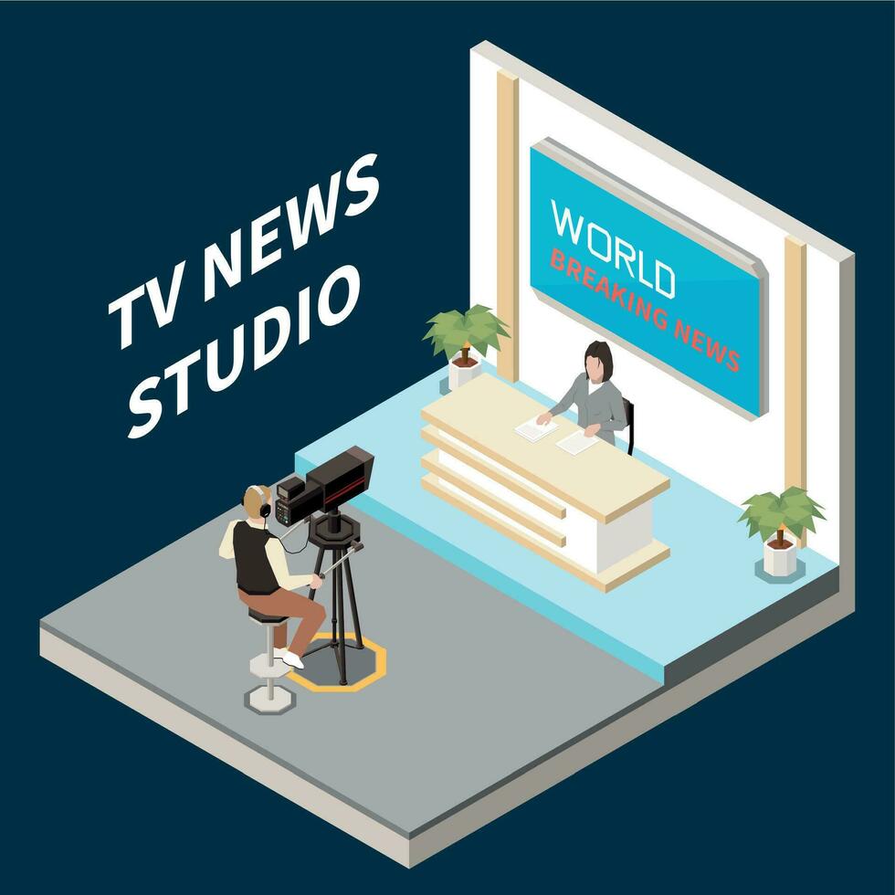 News Media Isometric Concept vector