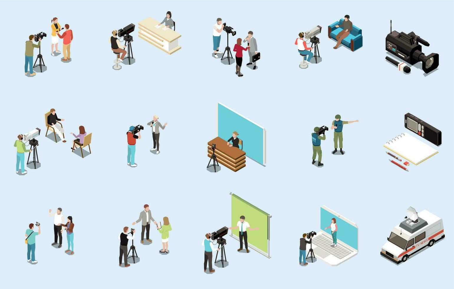 Media Isometric Set vector