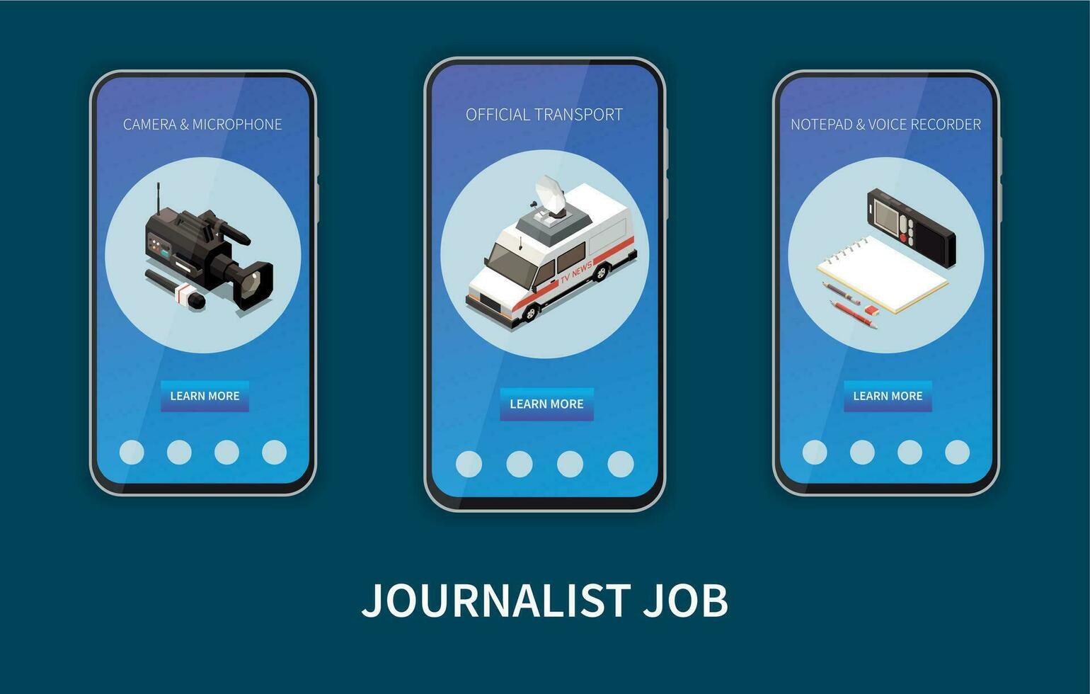 News Media Isometric Set vector