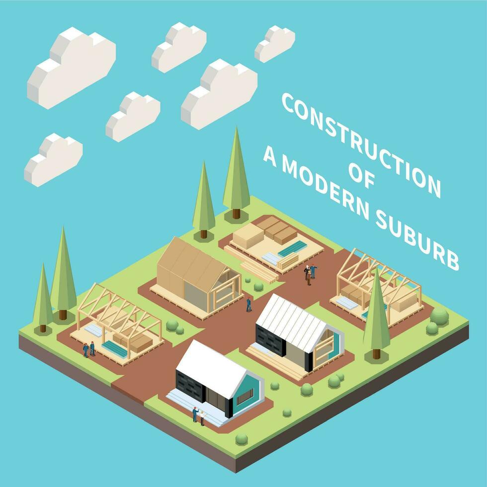Modular Building Isometric vector