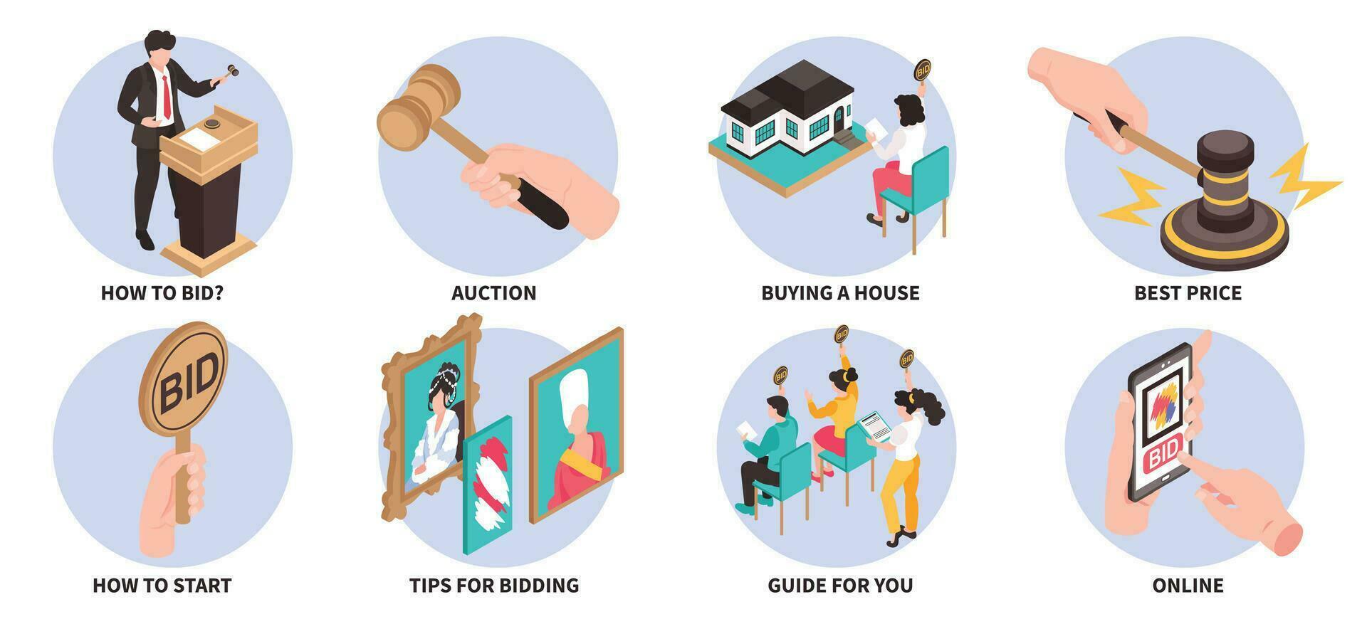 Auction Compositions Set vector