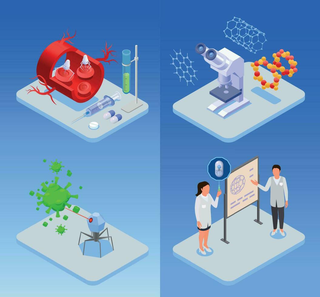 Isometric Nanotechnology Set vector