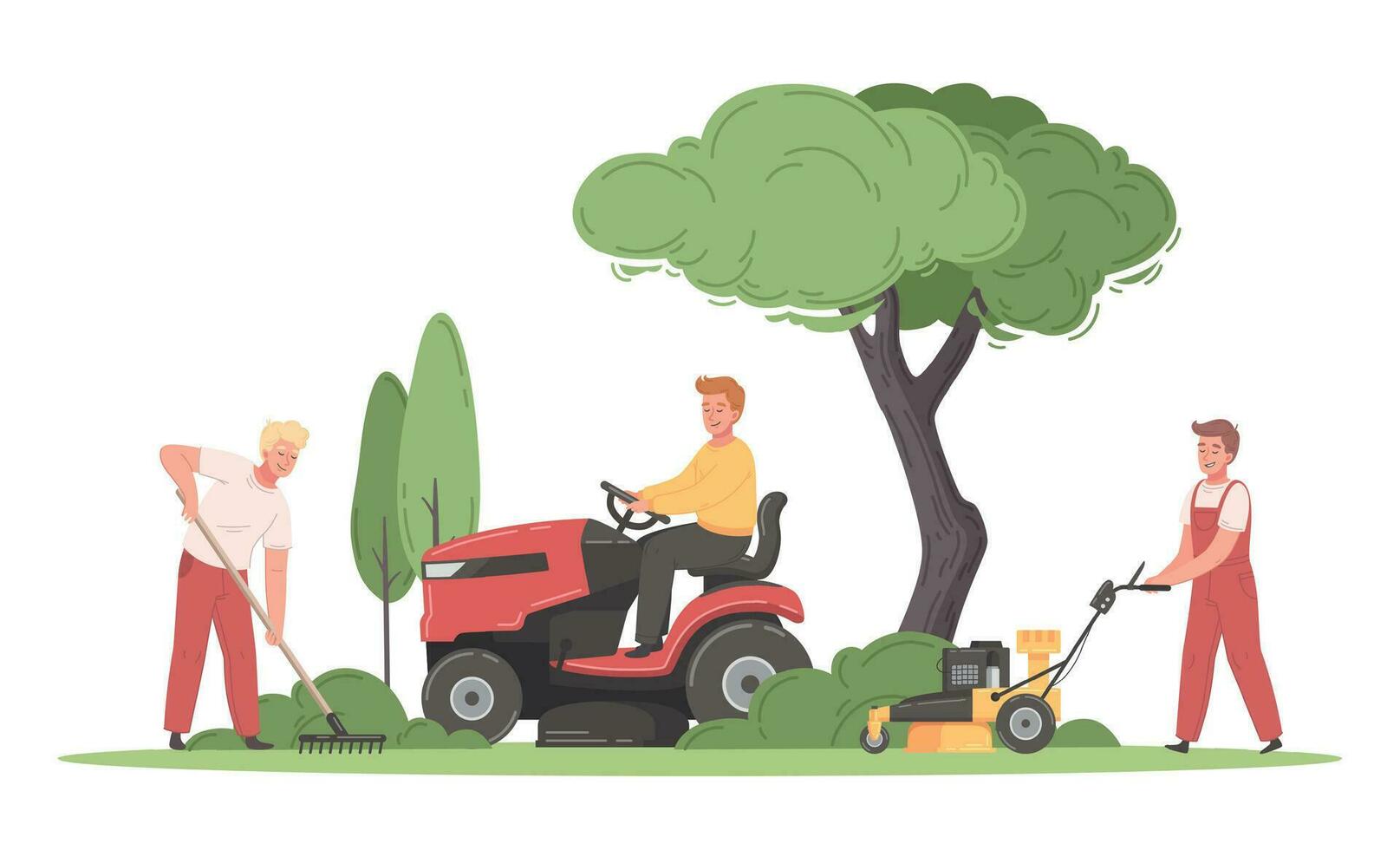 Lawn Mowing Cartoon vector