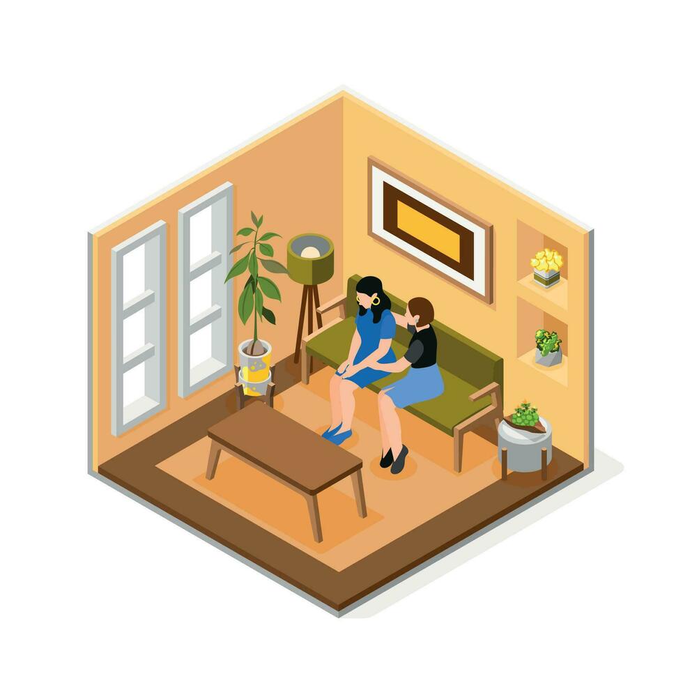 Female Friends Colored Isometric Composition vector