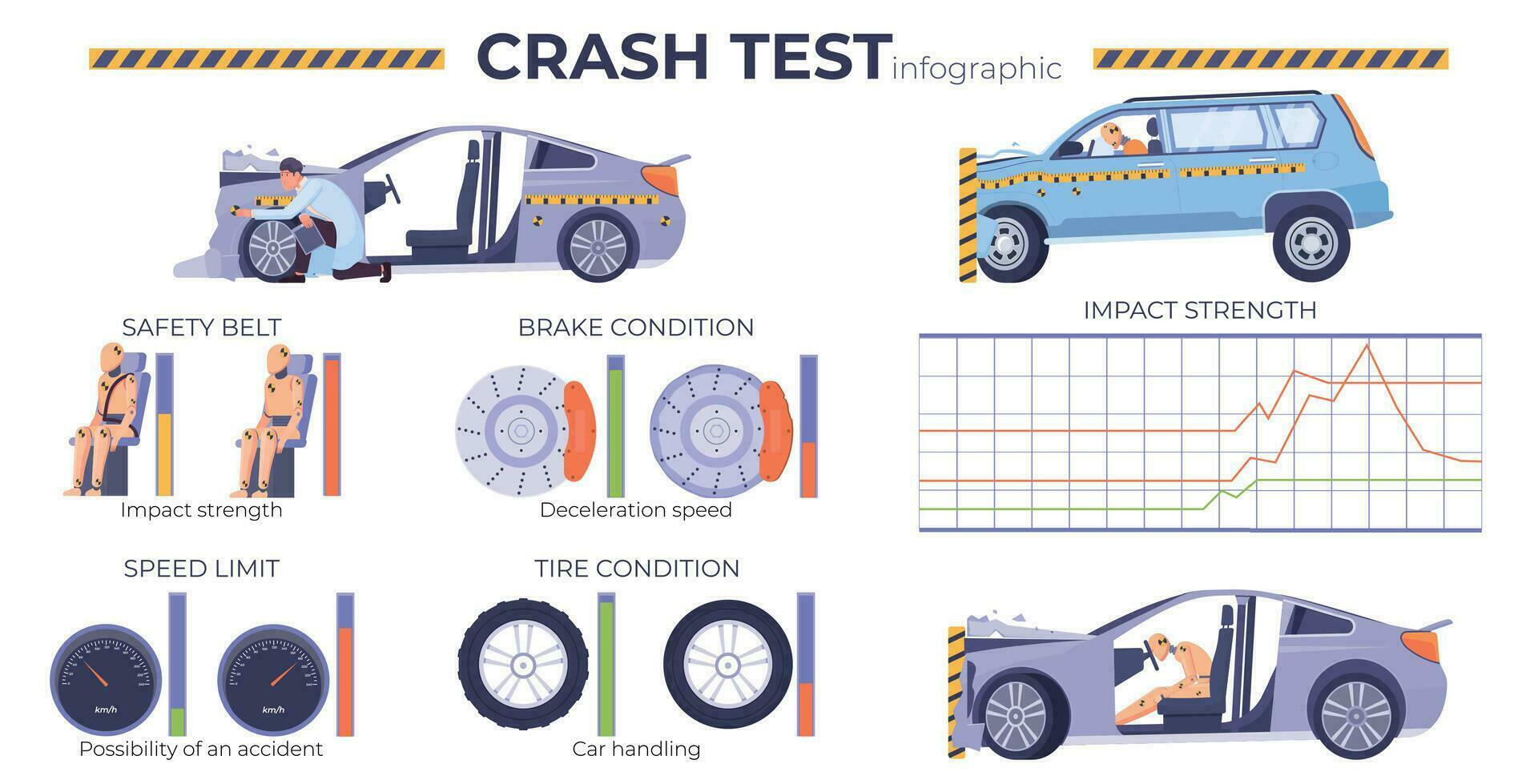 choque prueba infografia vector