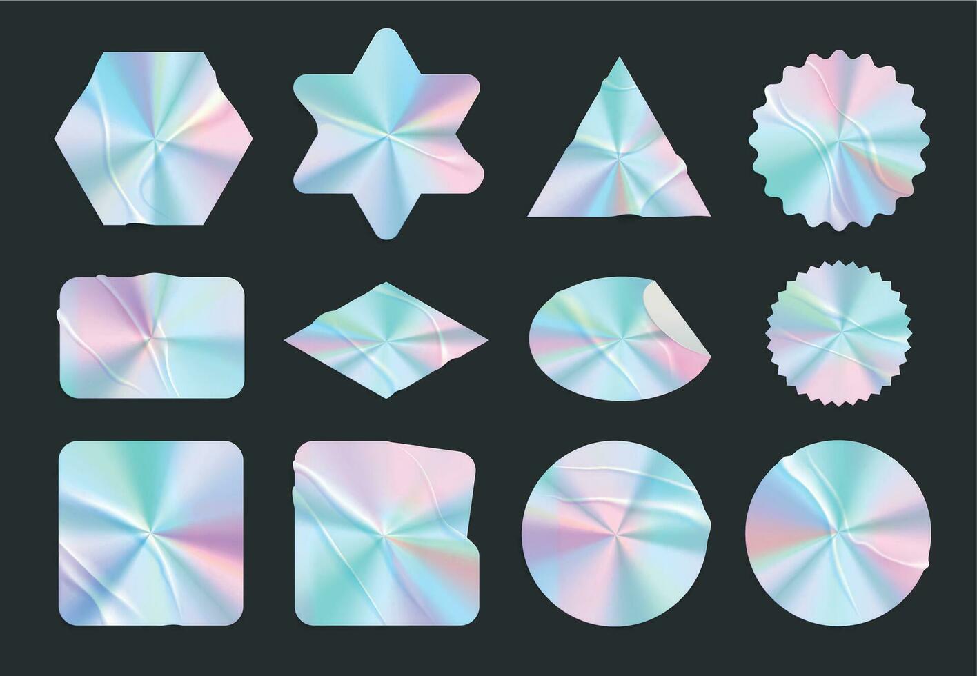 Hologram Labels Stickers Set vector