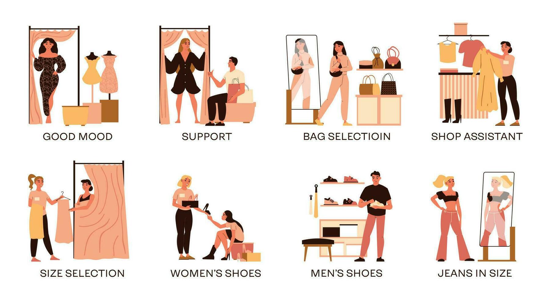 Fitting Room Flat Compositions vector