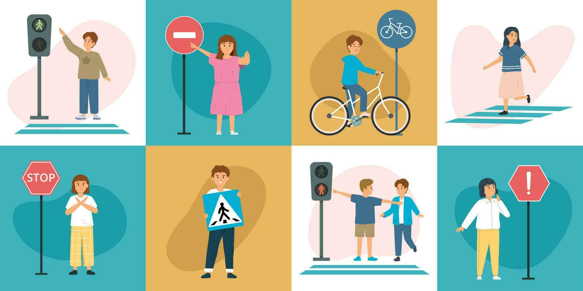 Children Road Rules Compositions vector