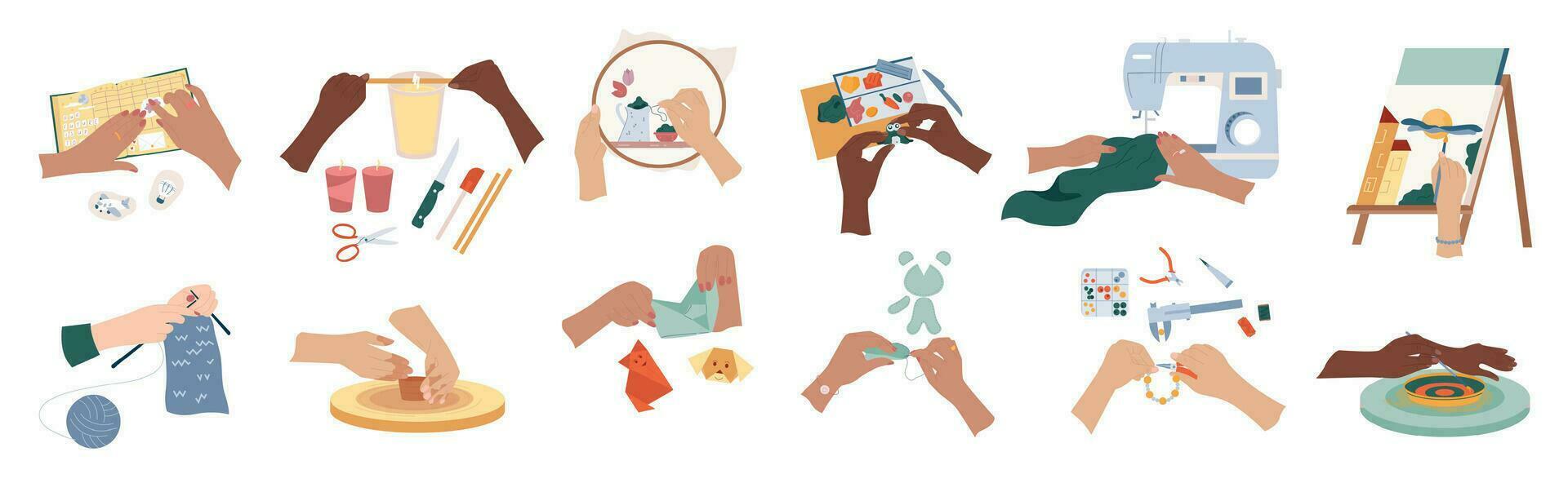 Handicraft Flat Icon Set vector