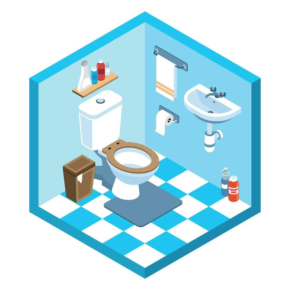 Isometric Toilet Interior vector