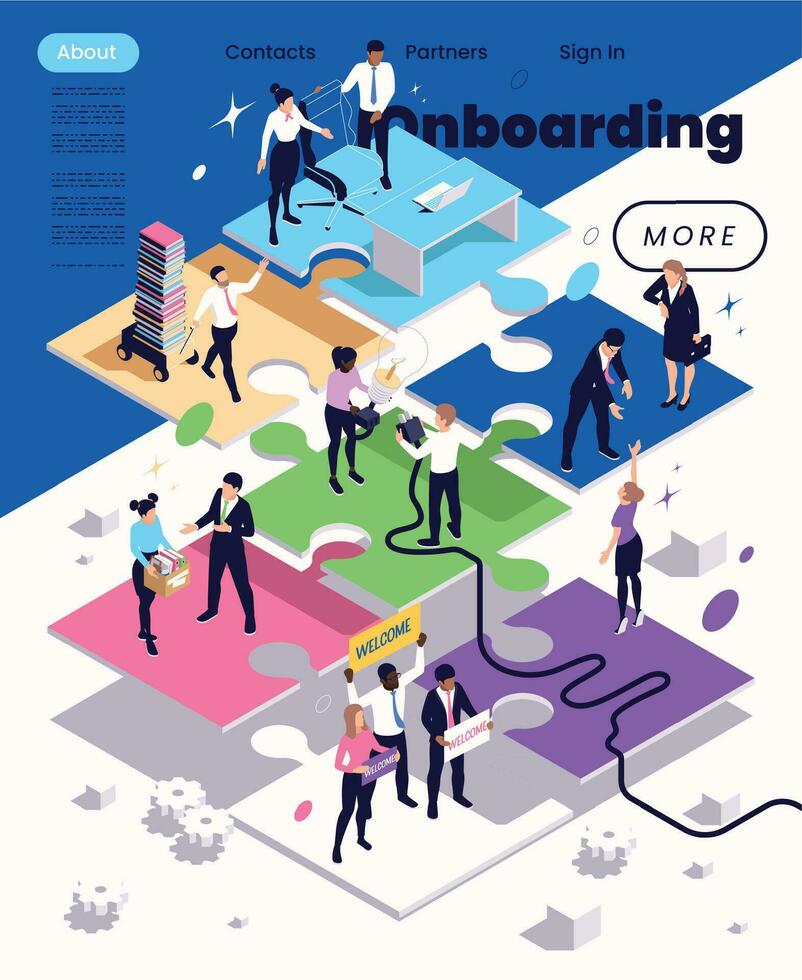 Onboarding Isometric Web Page vector