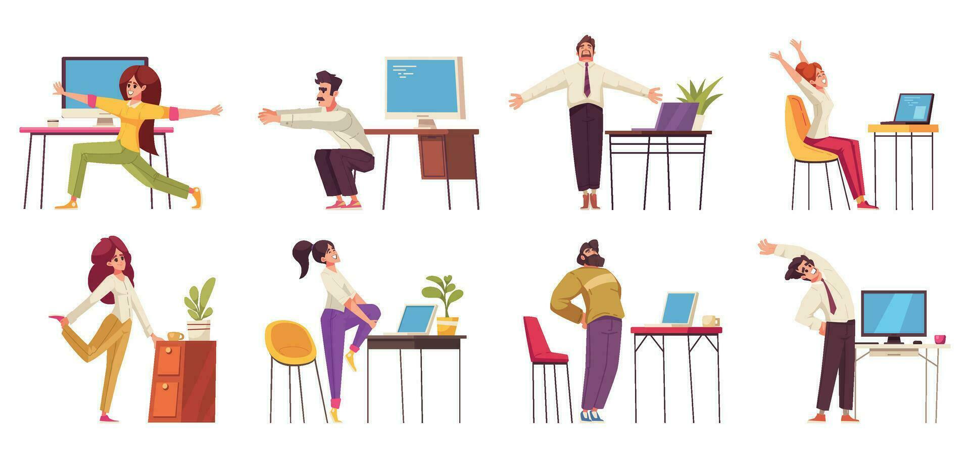 Workplace Stretches Set vector