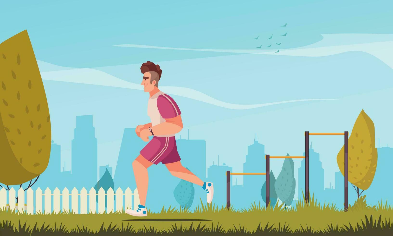 Workout Cartoon Composition vector