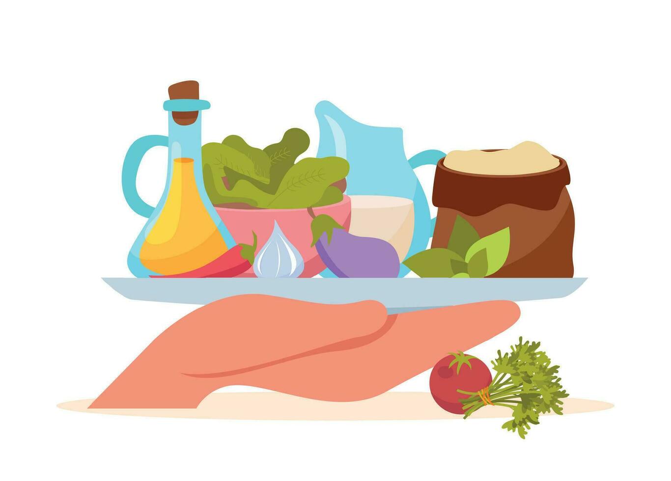 Macronutrient Dishes Flat Composition vector