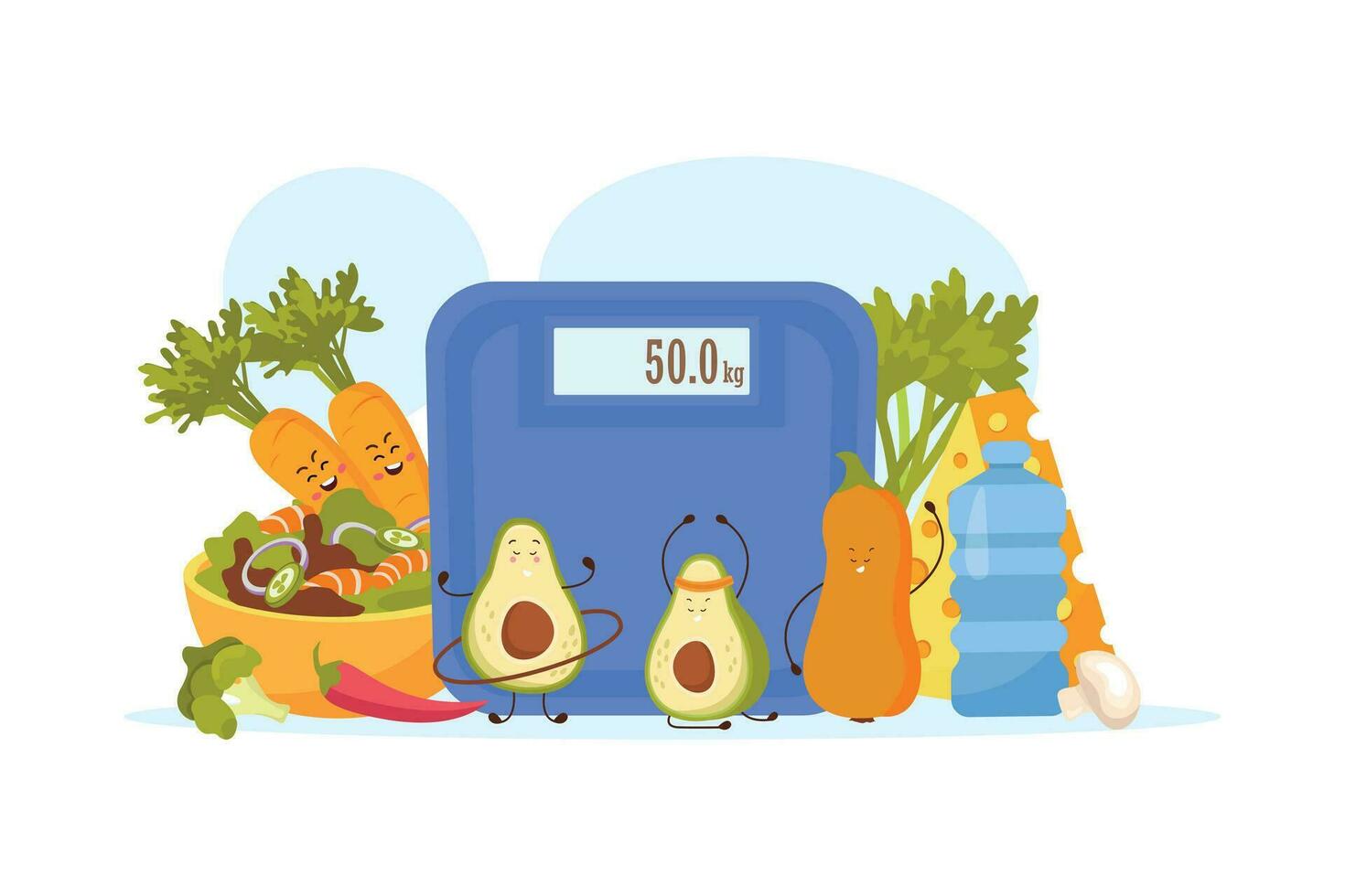 Cartoon Avocado Weight Composition vector